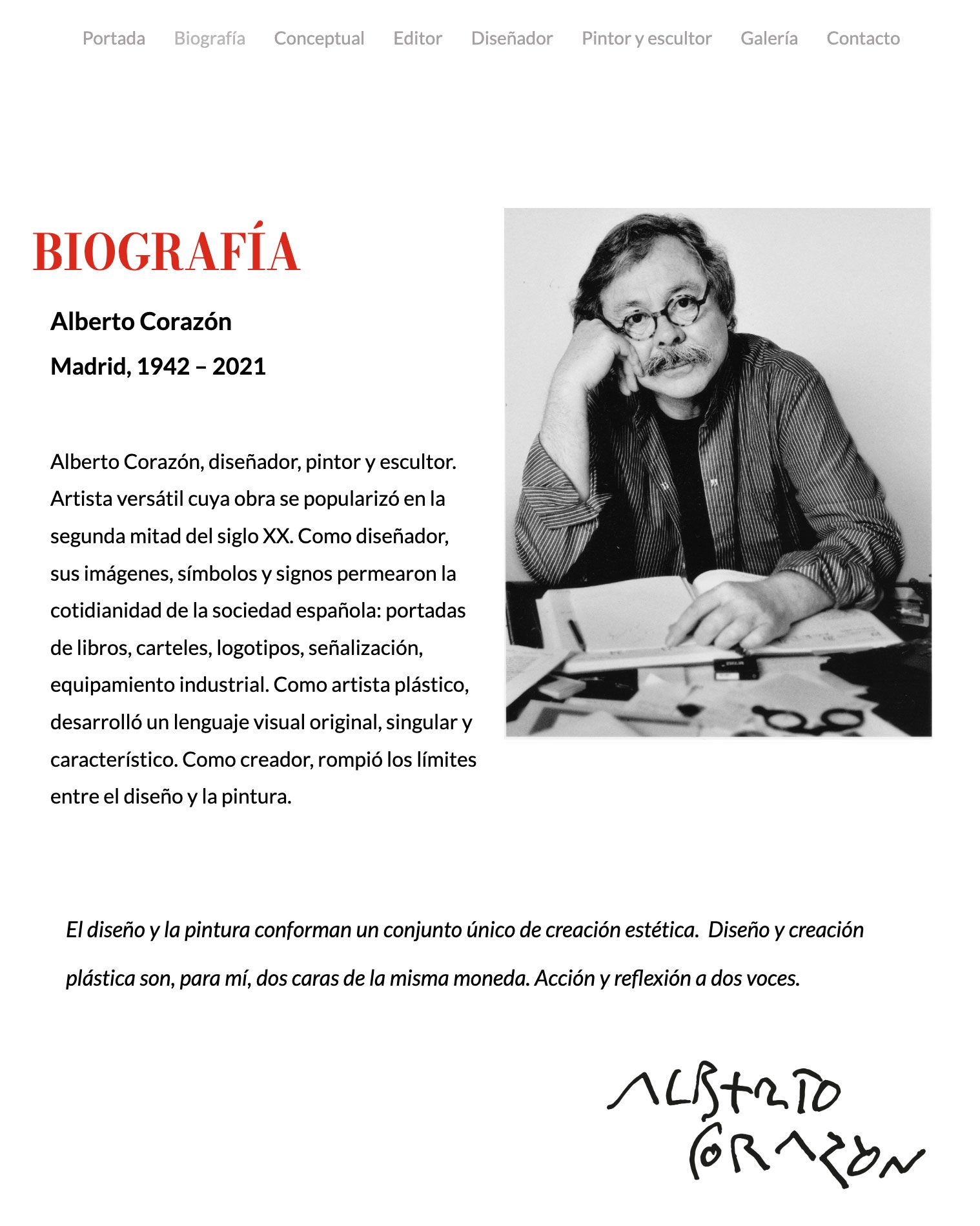 Alberto Corazón ⎪ Diseño web