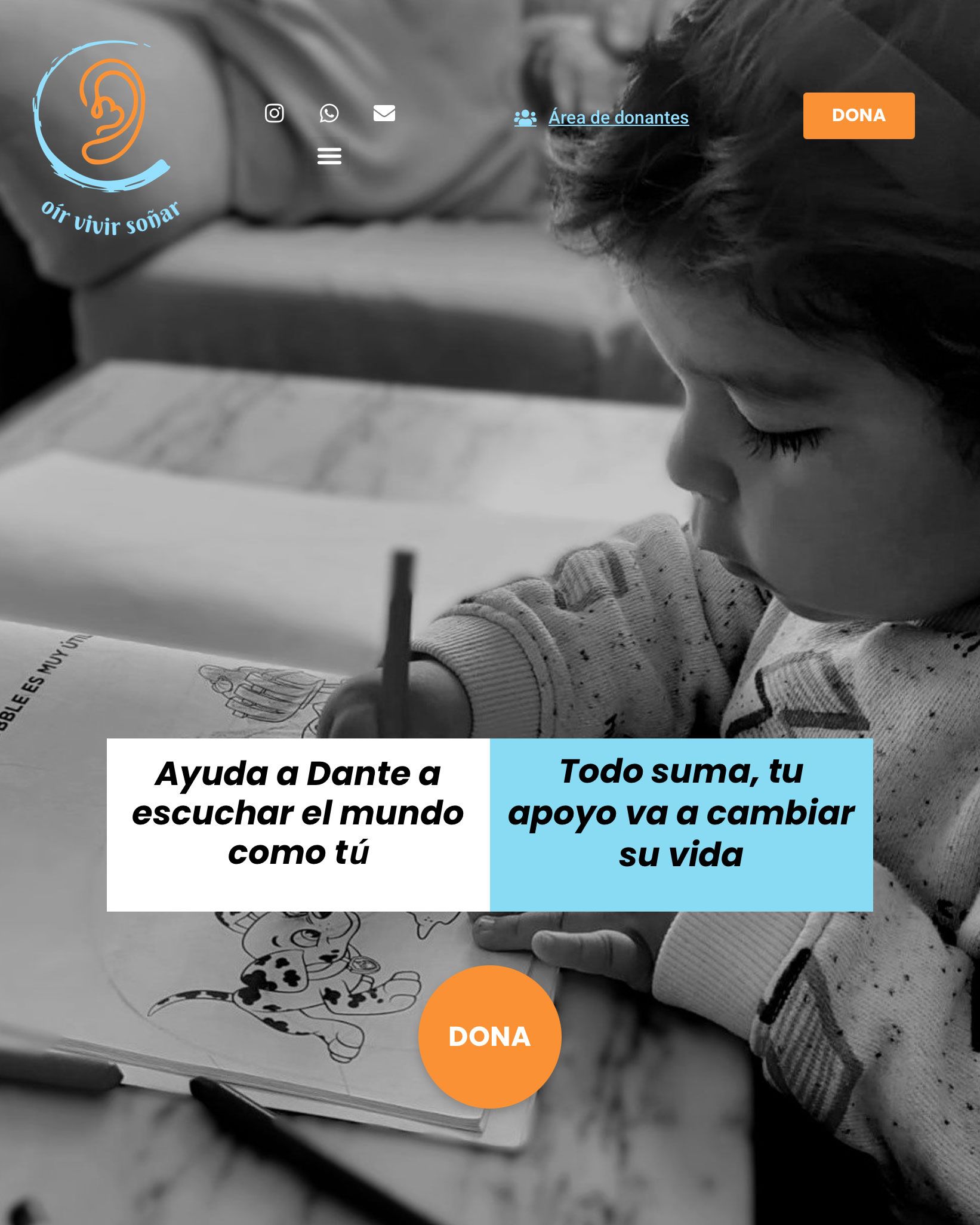 Oír, vivir, soñar ⎪ Diseño web y sistema de donación